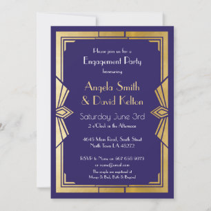 Art Deco Hochzeit Verlobung Gatsby Marine Einladun Einladung