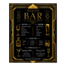 Art Deco Hochzeitsbar Wein Bier Likör Menü