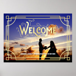 Art Deco Hochzeitsempfang Willkommen Fügen Sie Ihr Poster