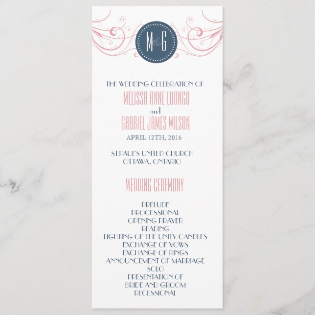 Art Deco Hochzeitsfeier Programm (Vorderseite)