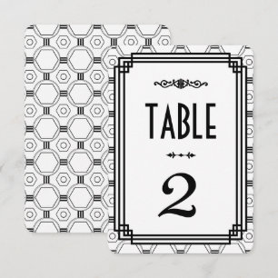 Art Deco Hochzeitstischnummern in Weiß und Schwarz Einladung