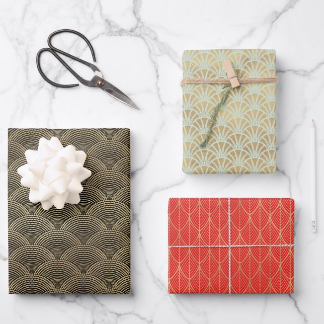 Art Deco Holiday Geschenkpapier Set (Vorderseite)