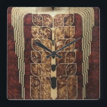 ART DECO HOLZPANELS SQUARE WANDSCHALTER QUADRATISCHE WANDUHR<br><div class="desc">ART DECO CARVED HOLZPANELS</div>