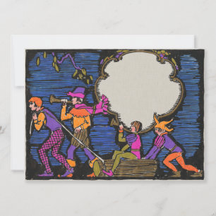 Art Deco Holzschnitt-Stil Yule Loggers