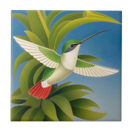 Art Deco Hummingbird Fliese