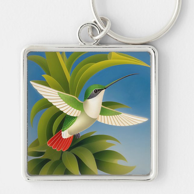 Art Deco Hummingbird Schlüsselanhänger (Vorne)
