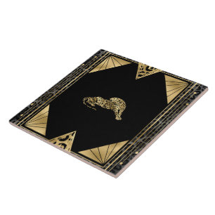 Art Deco I (schwarz/gold) Fliese