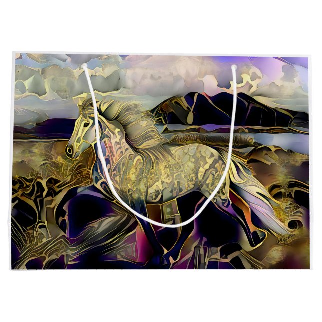 Art Deco Icelandic Pferd Große Geschenktüte (Rückseite)
