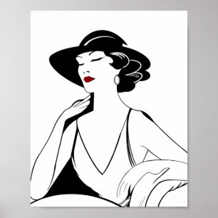 Art Deco Illustriert Glamour Woman Poster