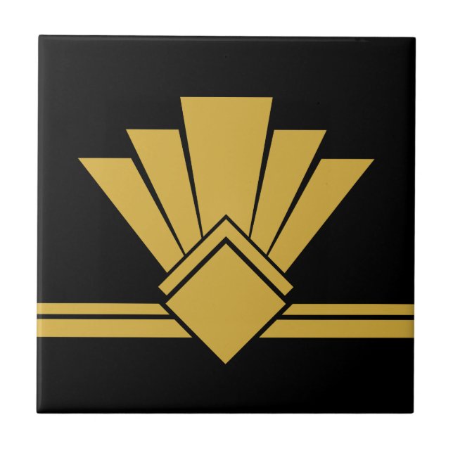 Art Deco Imitate Goldene schick geometrische Grenz Fliese (Vorderseite)