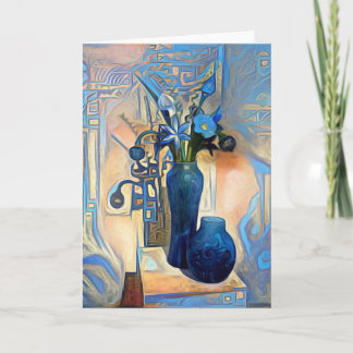 Art Deco in Blau Dankeskarte