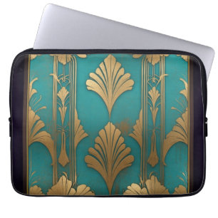 Art Deco in Blau und Gold Laptopschutzhülle