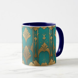 Art Deco in Blau und Gold Tasse