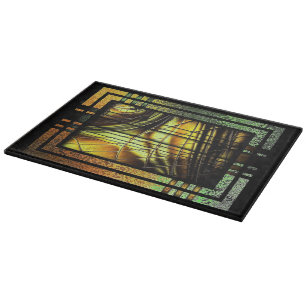 Art Deco in der grünen und goldfarbenen Tafel Schneidebrett
