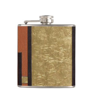 Art Deco in Gold und Beige Flachmann