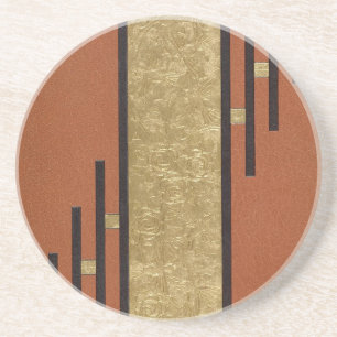Art Deco in Gold und Beige Getränkeuntersetzer