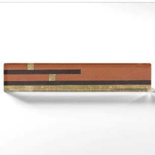 Art Deco in Gold und Beige Namensplakette