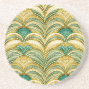 Art Deco in Gold und Green von Natasha Us Getränkeuntersetzer