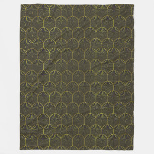 Art Deco in Gold und Schwarz Fleecedecke