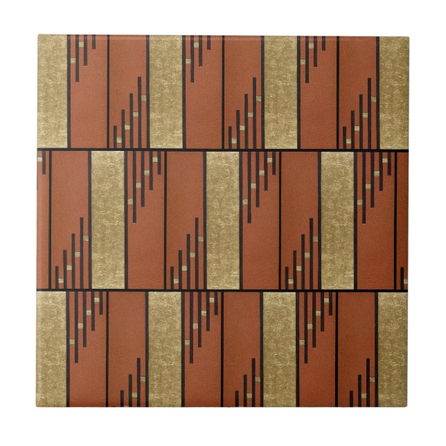 Art Deco in Gold und Tan Fliese (Vorderseite)