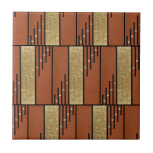 Art Deco in Gold und Tan Fliese