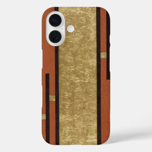 Art Deco in Gold und Tan iPhone 16 Hülle