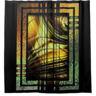 Art Deco in Grün und Gold Duschvorhang