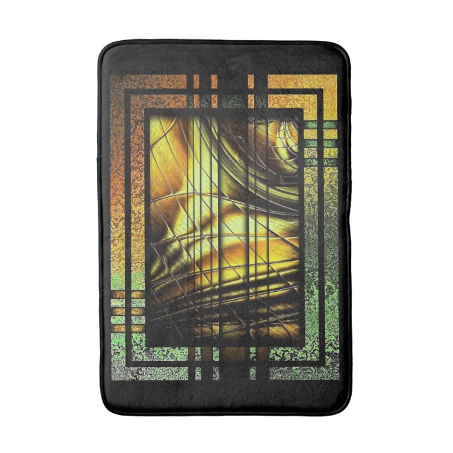 Art Deco in grüner und goldener Badematte (Vorderseite Vertikal)