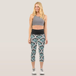 Art Deco in Türkblau Capri Leggings