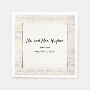 Art Deco in weiß und gold Folie geometrisch Serviette