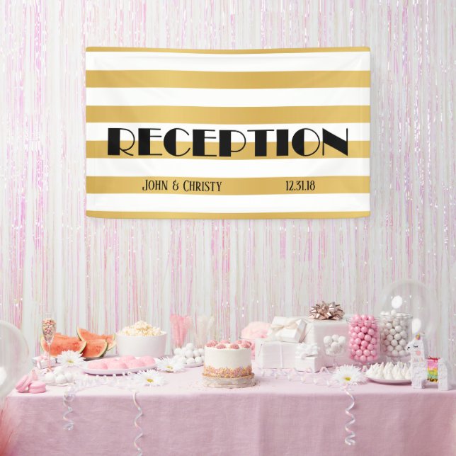 Art Deco individuell anpassbare Hochzeitsempfehlun Banner (Party)