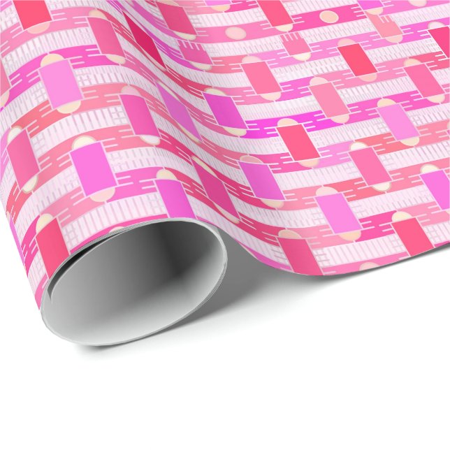 Art Deco Industrial Chic - pink, fuchsia, orchid Geschenkpapier (Rolleneckpunkt)