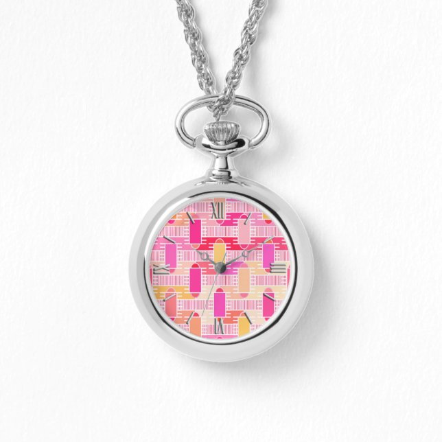 Art Déco Industrial Chic - rosa, pfirsichfarben, g Armbanduhr (Vorderseite)