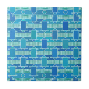 Art Deco Industrial Chic - sanft blau Fliese