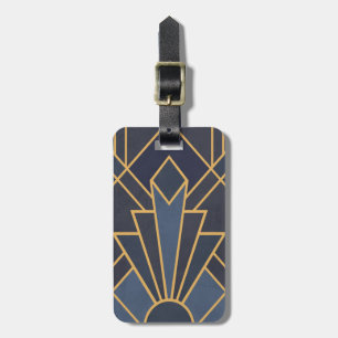 Art Deco Inspiration in Blau und Gold Gepäckanhänger