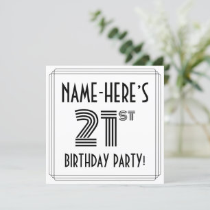 Art Deco Inspired 21st Birthday Party, Custom Name Einladung