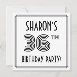 Art Deco Inspired 36th Birthday Party, Custom Name Einladung