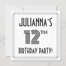 Art Deco Inspiriert 12. Geburtstagsparty, Individu Einladung
