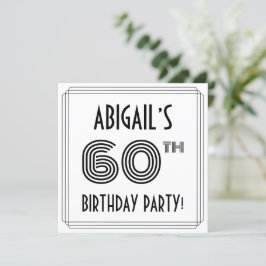 Art Deco Inspiriert 60. Geburtstagsparty, Individu Einladung