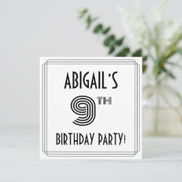 Art Deco Inspiriert 9. Geburtstagsparty, Individue Einladung