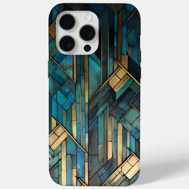 Art Deco Inspiriert Aquamarin-Türkis-Schutz Case-Mate iPhone Hülle (Rückseite)