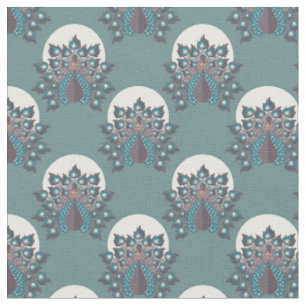 Art Deco Inspiriert Pfauenmuster - Blaues Hintergr Stoff