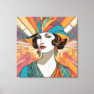 Art Deco inspiriertes AI-Kunstwerk-Porträt einer s Leinwanddruck