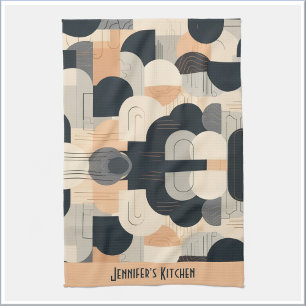 Art Deco inspiriertes Design in Pfirsich und Schwa Geschirrtuch