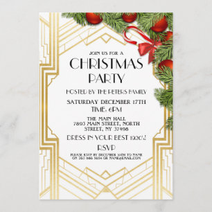 Art Déco Invitation de Noël Gatsby 1920's Party Go