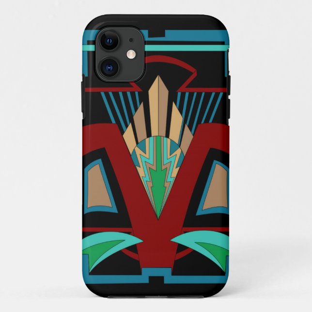 Art Deco iPhone 11 and up Case (Schwarz) (Rückseite)