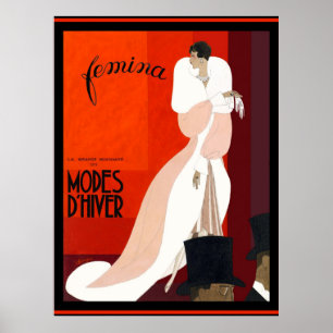 Art Deco italienische Modezeitschrift Femina illus Poster