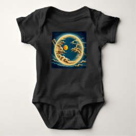 "Art Deco japanisch-Inspiriert Vollmond und Wolken Baby Strampler