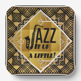Art Deco Jazz Es Up Horn Silvester Party Pappteller