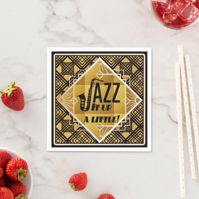 Art Deco Jazz It Up Horn Silvester Paper Serviette (Beispiel)